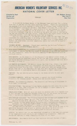 [National Cover Letter: American Women's Voluntary Services, February 15, 1945]
