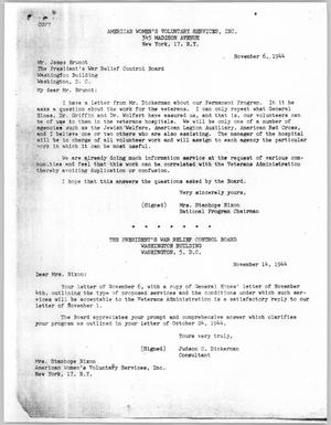 [Letter from Judson to Mrs. Nixon, November 14, 1944]
