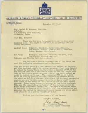 [Letter from Mrs. Nixon to Mrs. Kempner, December 29, 1943]