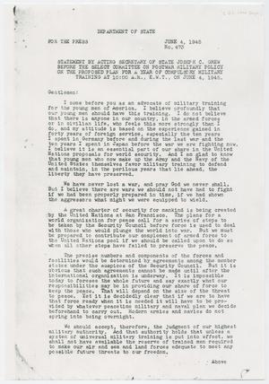 [Department of State Press Release, June 4, 1945]