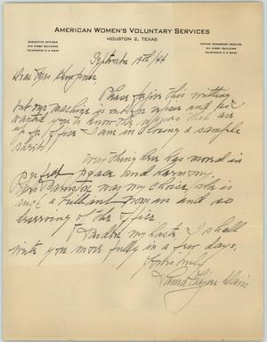 [Letter from Mrs. Davis to Mrs. Kempner, September 19, 1944]