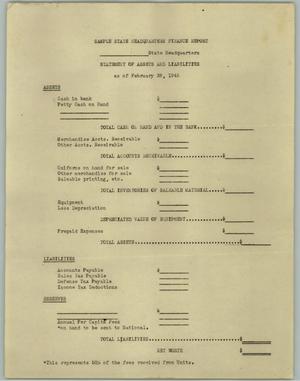 [Financial Report: American Women's Voluntary Services State Headquarters Sample, 1945]