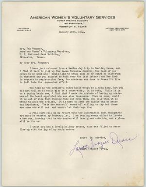 [Letter from Mrs. Davis to Mrs. Kempner, January 20, 1944]