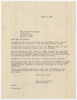 [Letter from Mrs. Kempner to Mrs. Williamson, March 4, 1945]