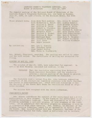 [Meeting Minutes: American Women's Voluntary Services, June 27, 1944]