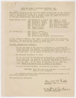 [Meeting Minutes: American Women's Voluntary Services, April 17, 1944]