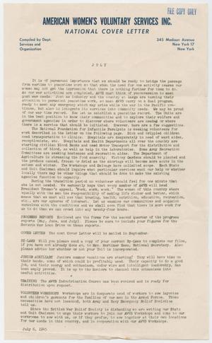 [National Cover Letter: American Women's Voluntary Services, July 6, 1945]