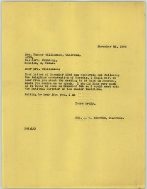 [Letter from Mrs. Kempner to Mrs. Williamson, November 28, 1944]