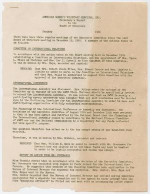 Primary view of object titled 'AWVS Secretary's Office Monthly Report: January 1946'.