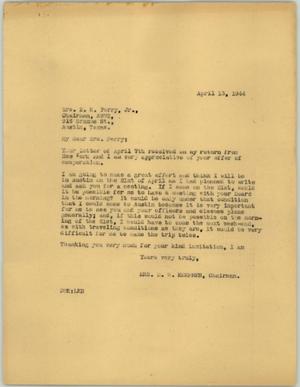 [Letter from Mrs. Kempner to Mrs. Perry, April 13, 1944]