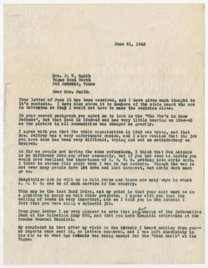 [Letter from Mrs. Kempner to Mrs. Smith, June 21, 1945]