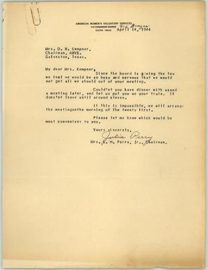 [Letter from Mrs. Perry to Mrs. Kempner, April 14, 1944]