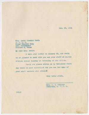 [Letter from Mrs. Kempner to Mrs. Davis, January 22, 1944]