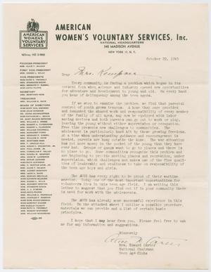 [Letter from Mrs. Carter to Mrs. Kempner, October 29, 1945]