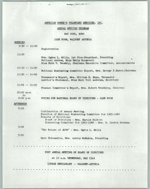[Program: American Women's Voluntary Services Annual Meeting, May 22, 1945]
