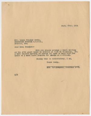 [Letter from Mrs. Kempner to Mrs. Davis, September 29, 1944]