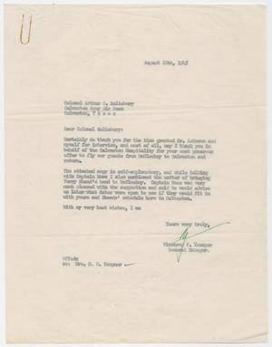 [Letter from Winthrop to Arthur, August 10, 1945]
