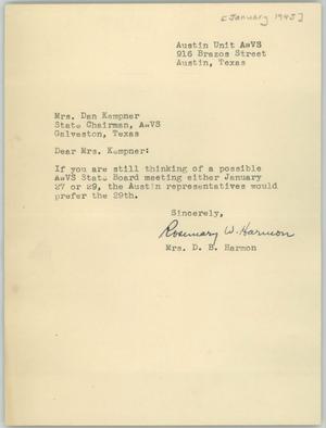 [Letter from Rosemary to Mrs. Kempner, January 1945]
