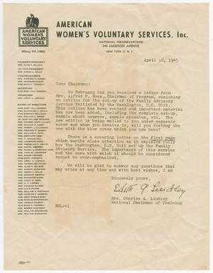 [Letter from Mrs. Lindley, April 18, 1945]