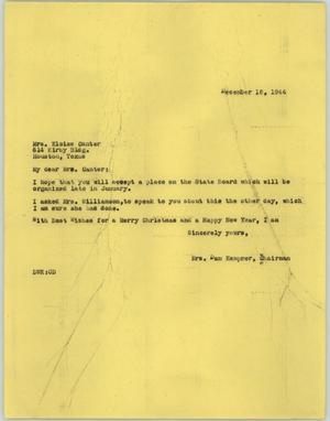[Letter from Mrs. Kempner to Mrs. Canter, December 18, 1944]