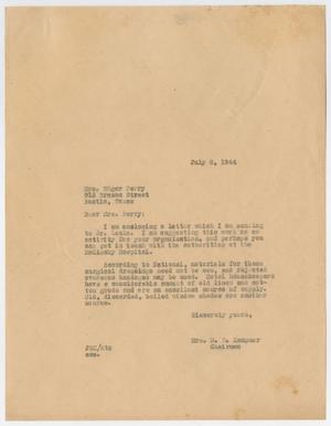 Primary view of object titled '[Letter from Mrs. Kempner to Mrs. Perry, July 8, 1944]'.