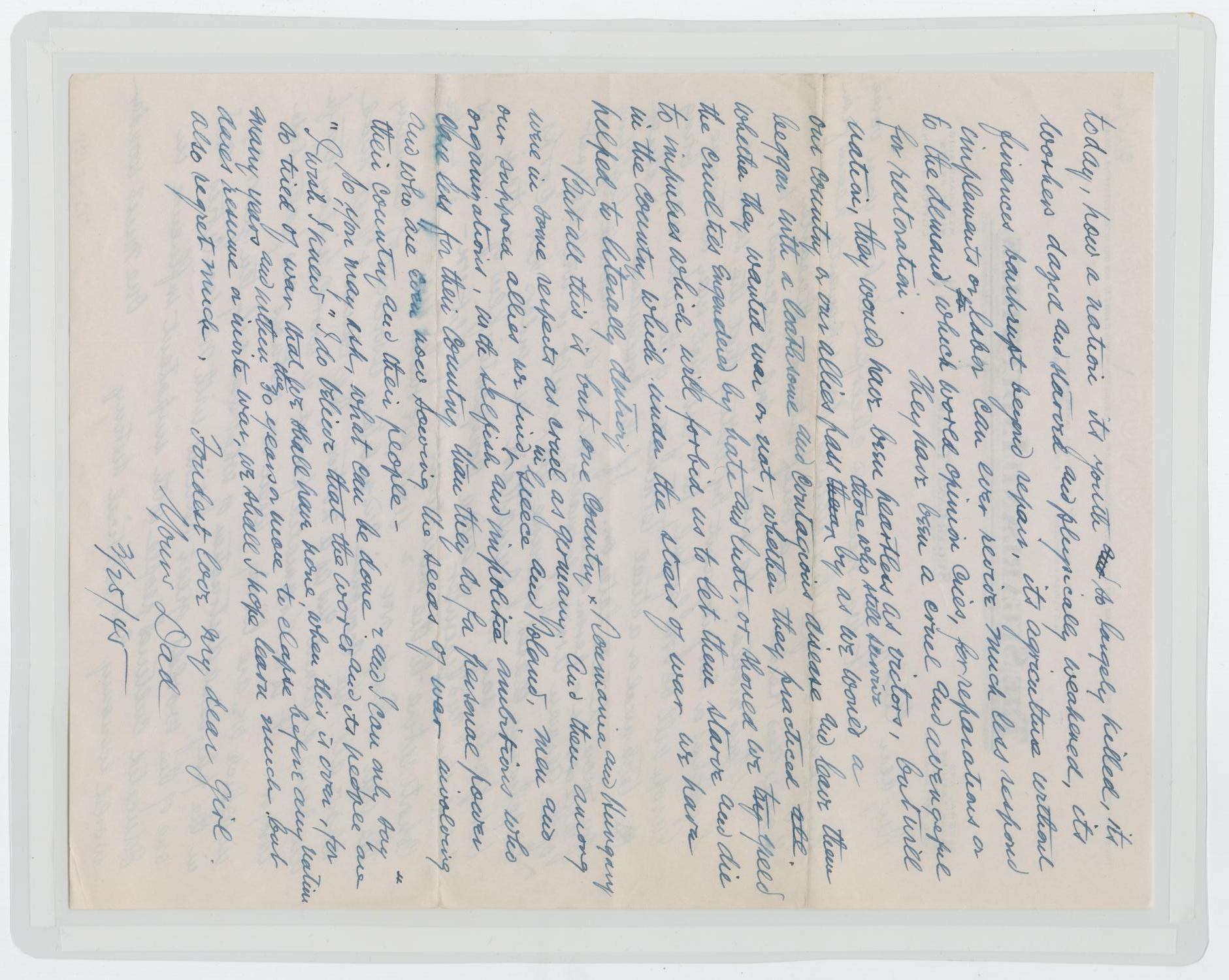 [Letter from I. H. to Cecile Kempner, March 25, 1945]
                                                
                                                    [Sequence #]: 2 of 2
                                                