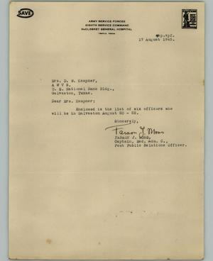 [Letter from Faraon to Mrs. Kempner, August 17, 1945]