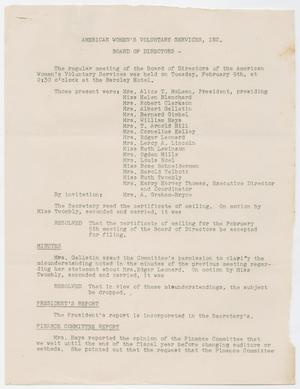 [Meeting Minutes: American Women's Voluntary Services, Inc., February 9, 1943]