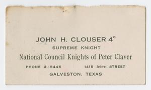 [Calling Card for John H. Clouser]