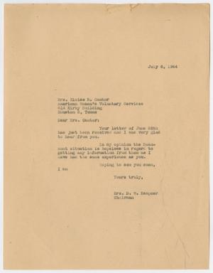 Primary view of object titled '[Letter from Mrs. Kempner to Mrs. Canter, July 6, 1944]'.