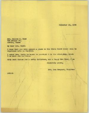 [Letter from Mrs. Kempner to Mrs. Reed, December 18, 1944]
