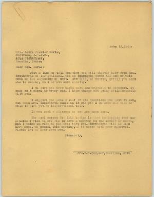 [Letter from Mrs. Kempner to Mrs. Davis, February 16, 1944]