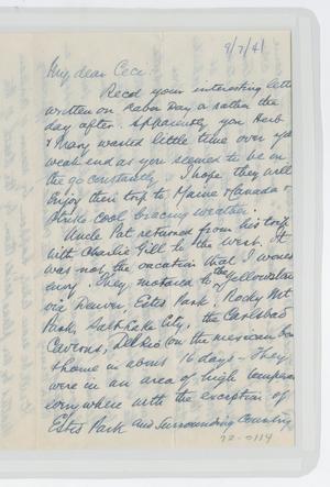 Primary view of object titled '[Letter from I. H. to Cecile Kempner, September 7, 1941]'.