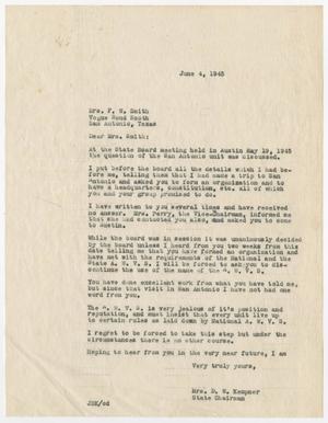 [Letter from Mrs. Kempner to Mrs. Smith, June 4, 1945]