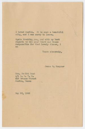 [Letter from Mrs. Kempner to Mrs. Reed, May 23, 1945]