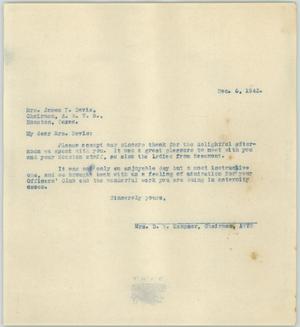 [Letter from Mrs. Kempner to Mrs. Davis, December 6, 1943]