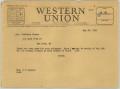 Primary view of [Telegram from Mrs. Kempner to Mrs. Thomas, May 27, 1942]