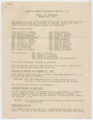 [Meeting Minutes: American Women's Voluntary Services, January 25, 1944]