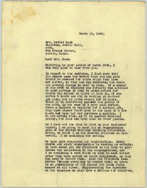 [Letter from Mrs. Kempner to Mrs. Reed, March 15, 1945]