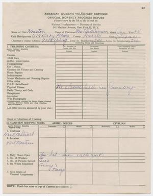 Primary view of object titled 'AWVS Official Monthly Progress Report: Houston Unit, January 1945'.