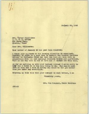 [Letter from Mrs. Kempner to Mrs. Williamson, January 29, 1945]
