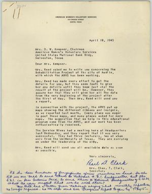 [Letter from Mrs. Clark to Mrs. Kempner, April 18, 1945]