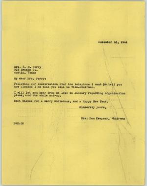 [Letter from Mrs. Kempner to Mrs. Perry, December 18, 1944]