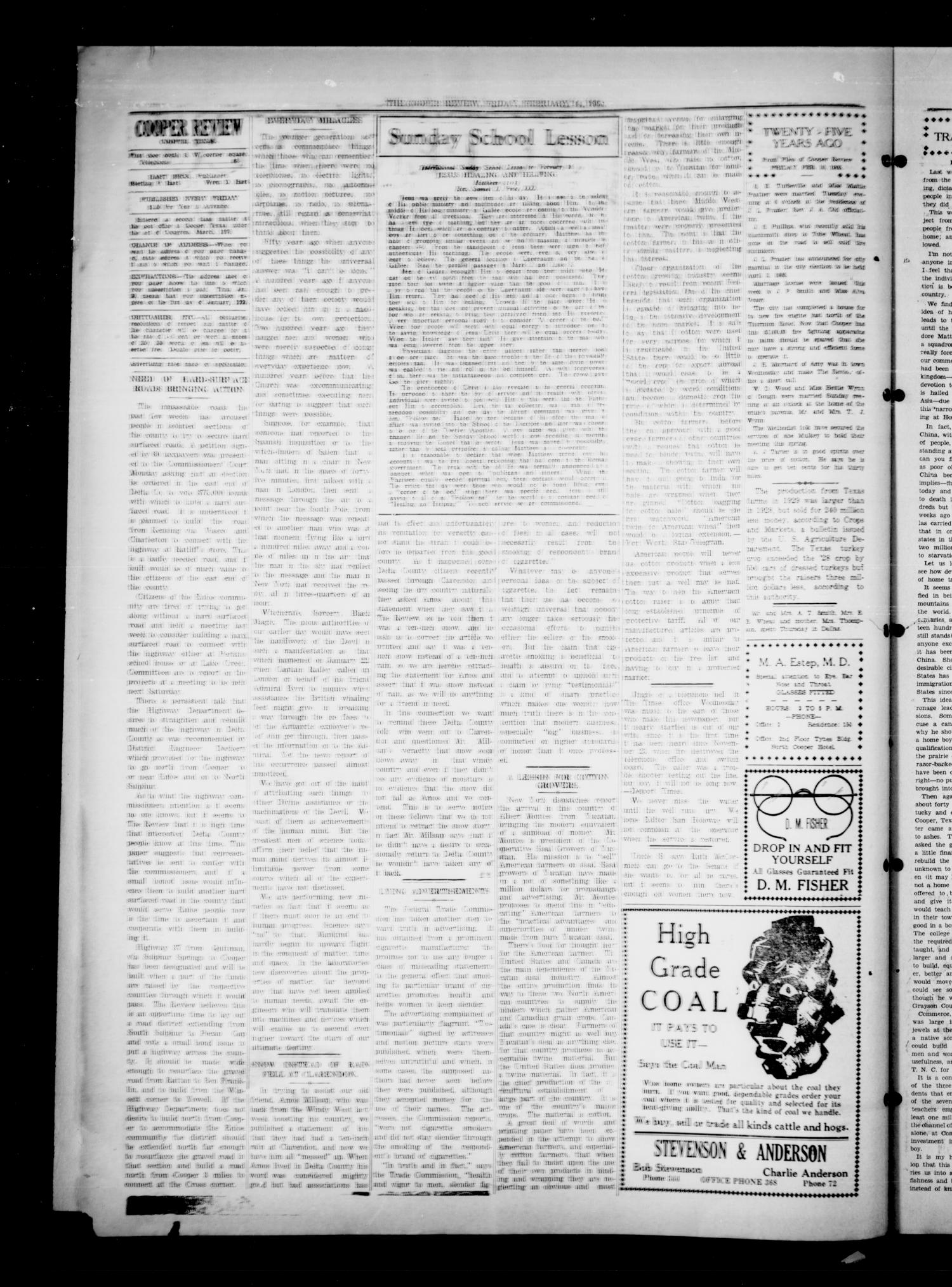 Cooper Review (Cooper, Tex.), Vol. 51, No. 7, Ed. 1 Friday, February 14, 1930
                                                
                                                    [Sequence #]: 4 of 8
                                                
