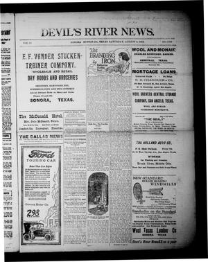 Devil's River News. (Sonora, Tex.), Vol. 32, No. 1705, Ed. 1 Saturday, August 4, 1923