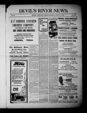 Devil's River News. (Sonora, Tex.), Vol. 32, No. 1706, Ed. 1 Saturday, August 11, 1923