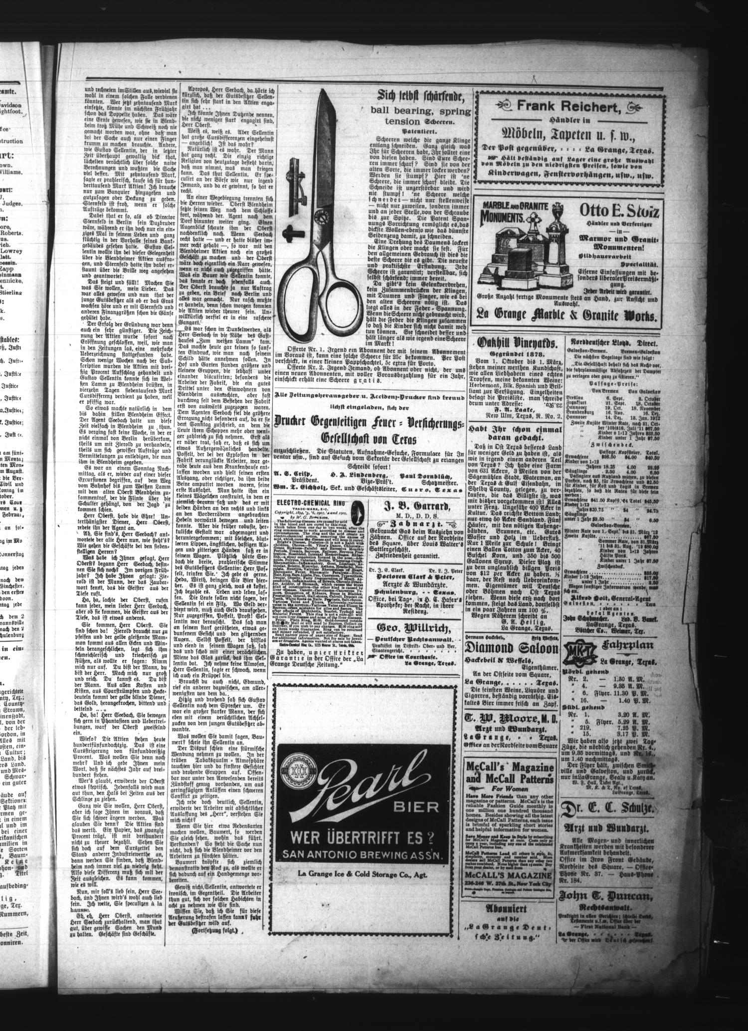 La Grange Deutsche Zeitung. (La Grange, Tex.), Vol. 22, No. 10, Ed. 1 Thursday, October 19, 1911
                                                
                                                    [Sequence #]: 3 of 8
                                                