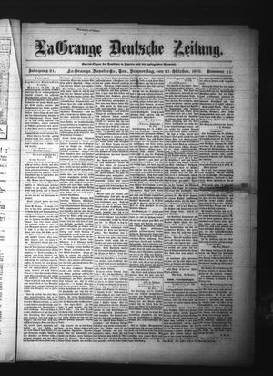 La Grange Deutsche Zeitung. (La Grange, Tex.), Vol. 21, No. 11, Ed. 1 Thursday, October 27, 1910