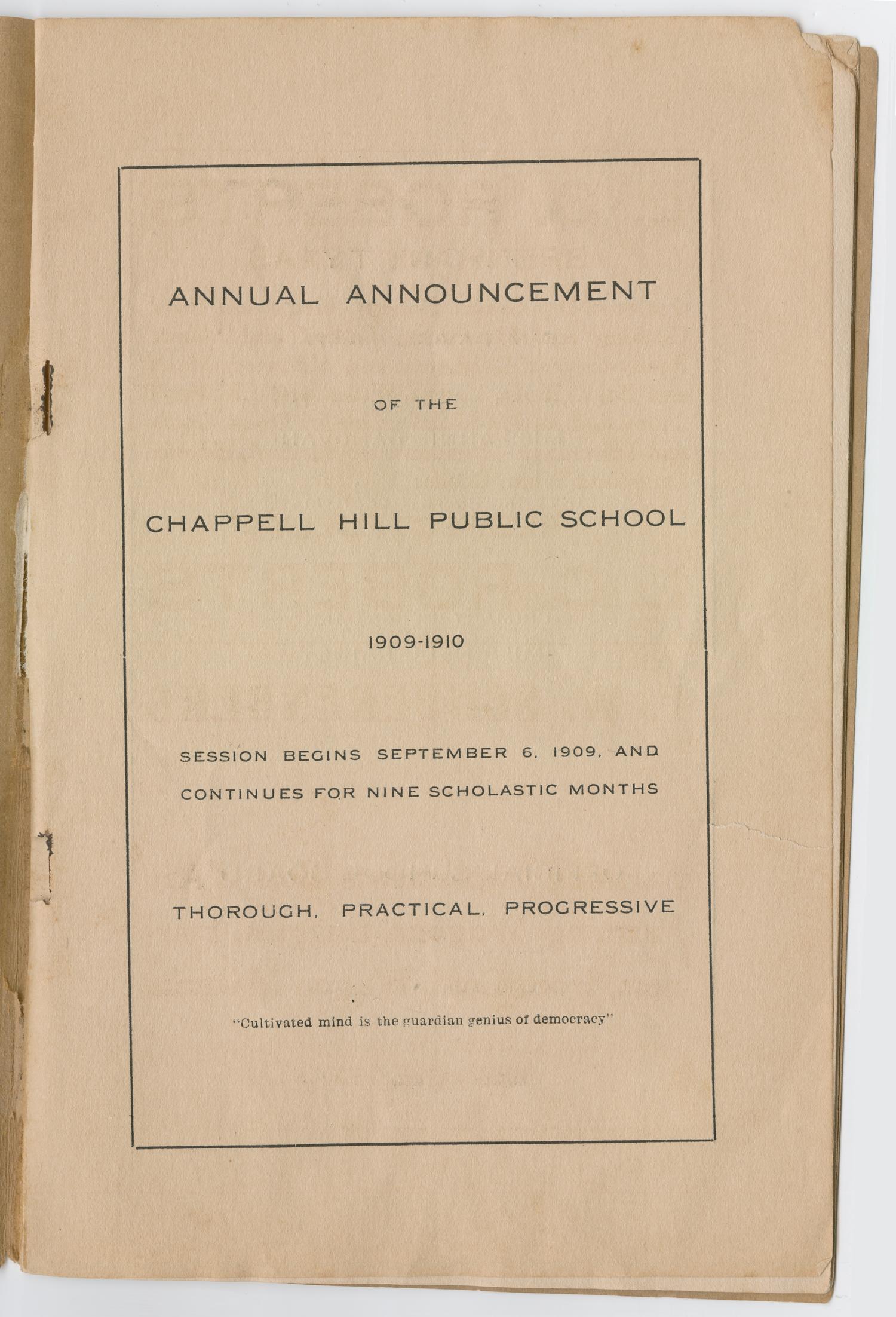 Catalog of Chappell Hill Public School, 1909-1910
                                                
                                                    [Sequence #]: 3 of 22
                                                
