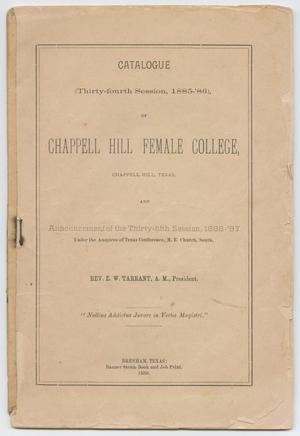 Primary view of object titled 'Catalog of Chappell Hill Female College, 1886'.